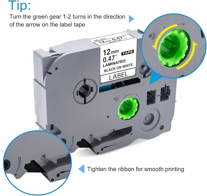 6-PK Replacement for Brother TZe-231 P Touch Label Tape 12mm 0.47 Laminated Black on White, Label Maker Tape TZ-231 for Brother Ptouch Label Maker PT-D220 D210 H110 D400 D600 1880 1900