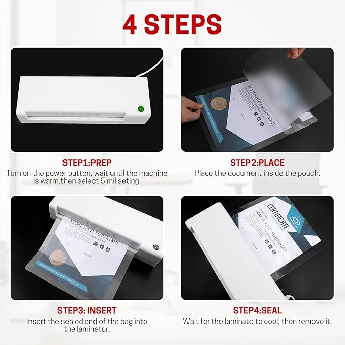 CAREGY 5 Mil Thermal Laminating Pouches (200 Pack) - 9x11.5 Inch Laminating Sheets for 8.5x11 Documents, Clear,Office & School Laminator Supplies