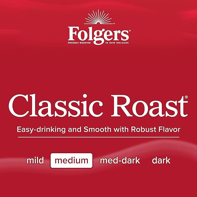 Folgers Classic Roast Medium Roast Coffee, 128 Keurig K-Cup Pods