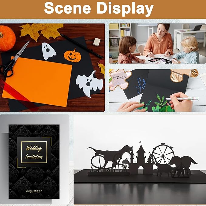 40 Sheets Black Cardstock 8.5 x 11 Printer Paper, 200gsm/75lb Heavyweight Black Card Stock for Halloween, DIY Card Making, Greeting Cards, School Crafting, Wedding Invitations