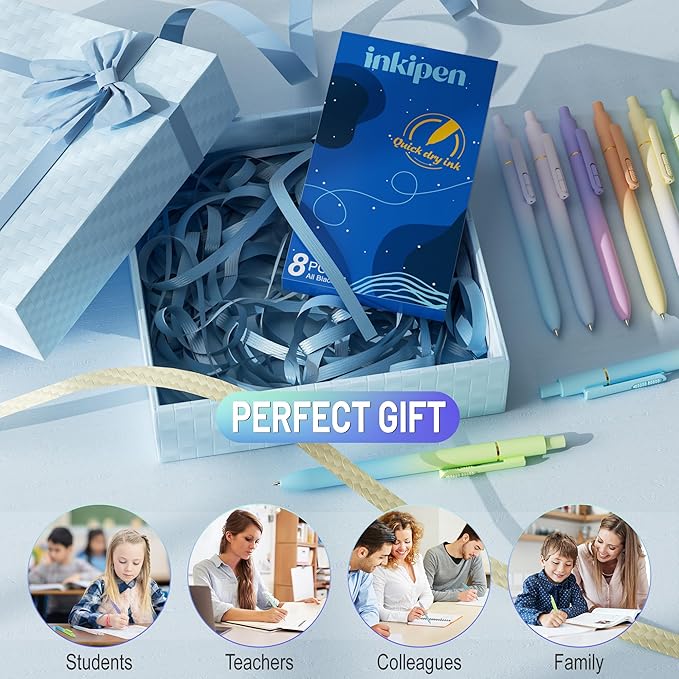 8 PCS Ballpoint Pens,Smooth Writing Pens, 1.0mm Black Ink Pens, Retractable Pens, School Office Supplies