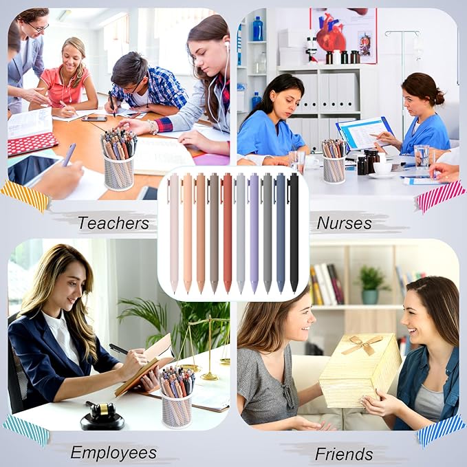 Crtiin 50 Pcs Gel Ink Pens Bulk Black Ink, Smooth Writing Cute Colorful Pens for Back to School First Day of School Teacher Student Server Office Supplies Staff Party Favor Gifts (Morandi Colors)