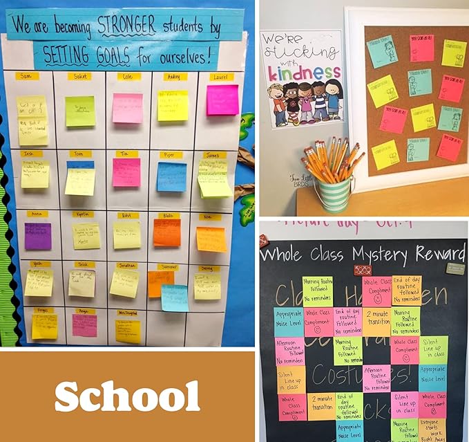 24 Pack Sticky Notes - 3 x 3 Inch Large Memo Pads with 2X Sticking Power,12 Bright Colors Sticky Pads,100 Sheets/Pad - 2400 PCS Super Sticky & Repositionable for Office,Notebook,School,and Daily Use