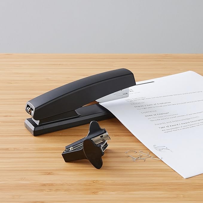 Amazon Basics Stapler Value Pack Including Staples and Staple Remover, 3-Pack, Black