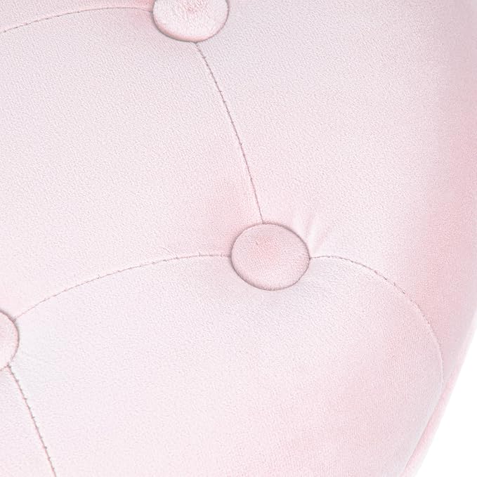 HomePop by Kinfine Fabric Upholstered Round Storage Ottoman - Velvet Button Tufted Ottoman with Removable Lid, Pink, Small