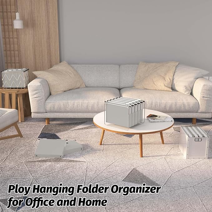 Extra Capacity Plastic Hanging File Folders,12 Pack Reinforced Expanding Hang Folder Letter Size,Accordian Pocket,Heavy Duty 2 Inch Expansion, Hard Hanging Folder Organizer for Office Home,Grey