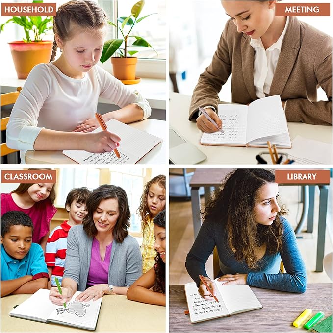 feela Hardcover Notebook For Work, Classic Ruled Lined Journal Set School Business Supplies, with 3 Black Pens, 120 GSM, 5.1”x8.3”, 3 Pack, A5, Vintage Colors