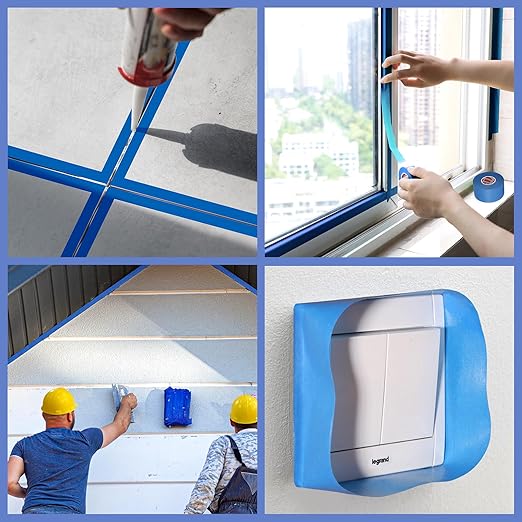 2 Rolls Painters Tape 2Inch ×55 Yard Blue Painters Tape Multi-Purpose Blue Masking Tape, Sharp Line Masking Tape for Wall Painting Edge Treatment Labeling Automotive, Home Use