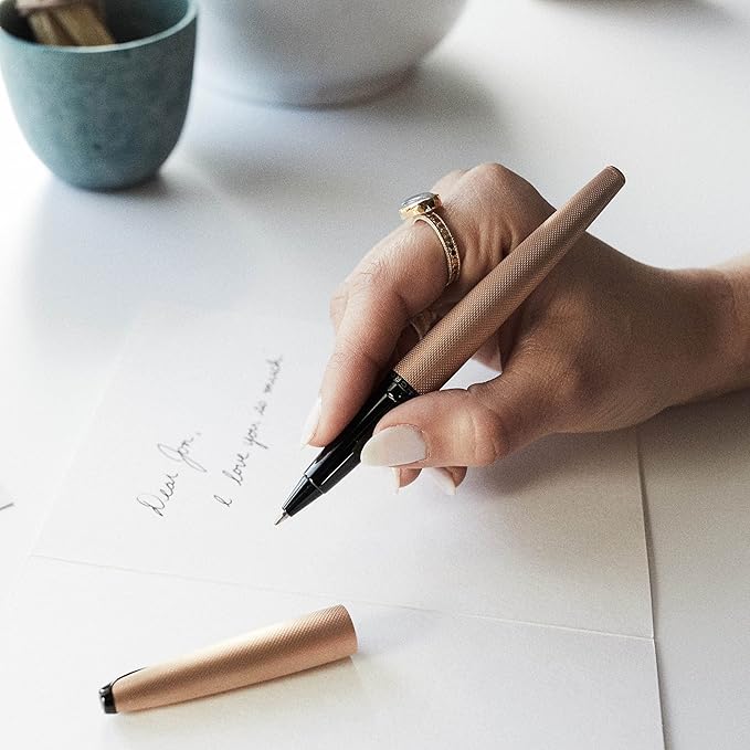 Cross ATX Refillable Fountain Presented in a Luxury Gift Box - Medium Point, Black Ink, Sandblasted Chrome