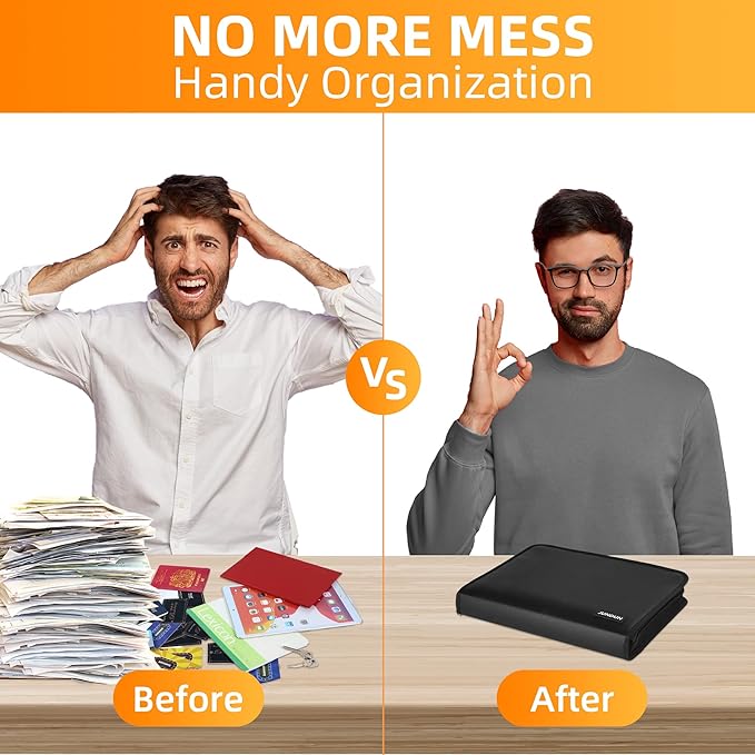 Accordion File Organizer - 12 Pocket Expanding File Folder with Zipper & Labels - Fireproof File Folder Organizer with Multi-Pockets,Document Organizer for Letter A4 Files and More