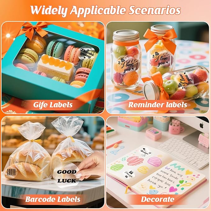 HuiJuKeJi 3 Rolls Transparent Round Thermal Labels, 2 Inch Circle Adhesive Direct Sticker Paper for Phomemo M220/M221/M100/M110/241BT, Multipurpose Clear Custom Sticker Label-140pcs/Roll