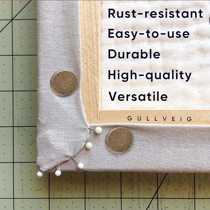 Gullveig Bronze Push Pins and Thumb Tacks: Heavy Duty Flat Upholstery, Long Carpet Tacks, and Decorative Nails for Wood and Fabric, 50 Count