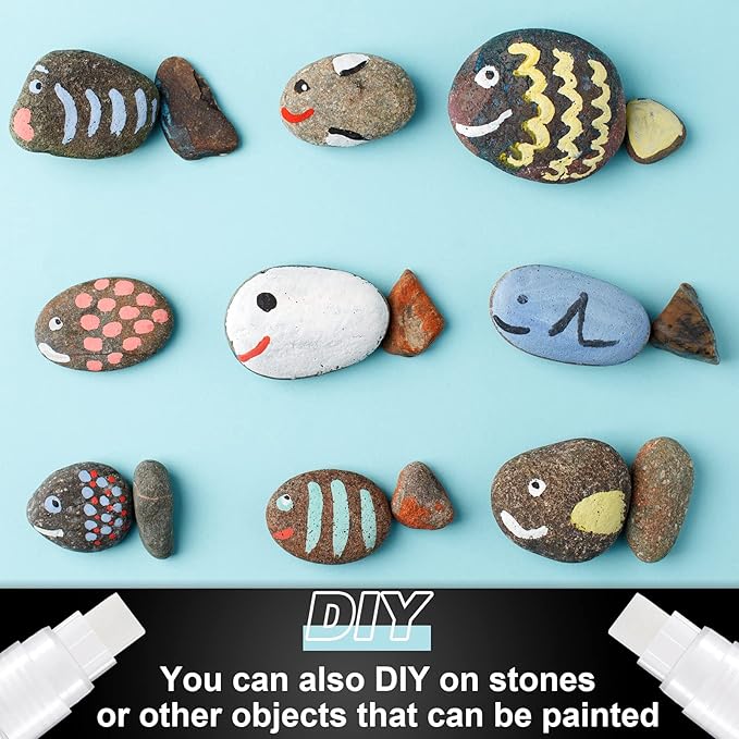 Epakh 4 Pack White Paint Pens Empty Acrylic Permanent Clear White Marker Pen Fine Point Empty Refillable Markers for Rock Painting Wood Ceramic Metallic Graffiti Paper Drawing(15 mm)