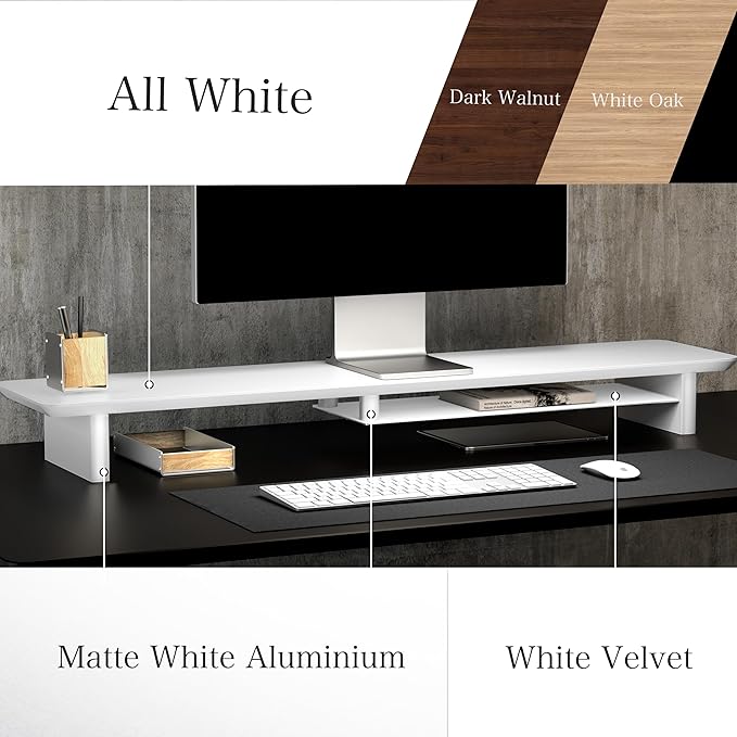 desk monitor stand (All White, Large)