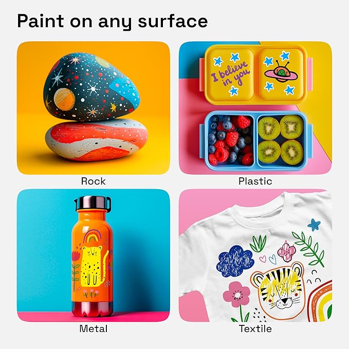 ARTISTRO 60 Dual Tip Fabric Markers - Acrylic Drawing Markers for All Ages & Levels - Fabric Paint Pens for Personalizing Clothes, T Shirts, Bags, Canvas, Textiles (Brush + Fine)