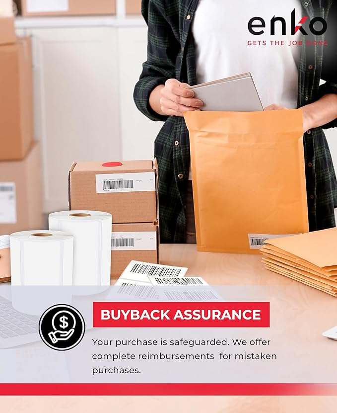 enKo 4" x 2" Labels for Zebra Desktop Printers (48 Rolls | 36,000 Labels) Direct Thermal Address Mailing Shipping Barcode FBA Stickers FNSKU Label for Zebra and Eltron (Perforated)