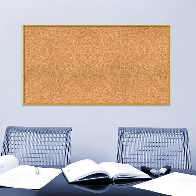 Amanti Art Natural Cork Board for Wall, 29x53 Vision Board with White Frame, Oversize Corkboard Office Decor for Home Organization, Modern Corkboard Pinboard to Display Items for Home Organization in