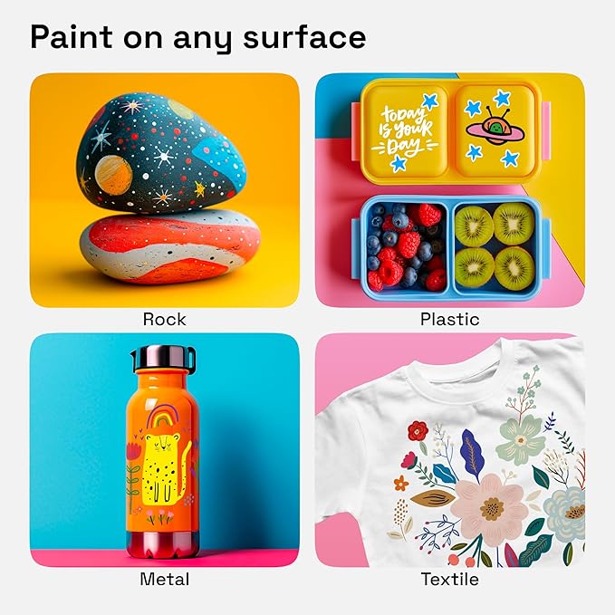 ARTISTRO 48 Dual Tip Fabric Markers - Acrylic Drawing Markers for All Ages & Levels - Fabric Paint Pens for Personalizing Clothes, T Shirts, Bags, Canvas, Textiles (Brush + Fine)