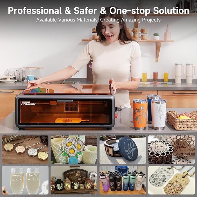 Creality Falcon A1 10W Laser Engraver, Enclosed Laser Cutter with Air Assist, HD Camera Positioning, Beginner-Friendly, Class 1 Safety Laser Engraving Machine for Wood and Metal, Acrylic