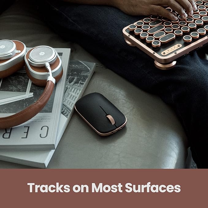 Azio Bluetooth RM-RCM-L-03 Retro Classic Mouse (Artisan), Black and Gold