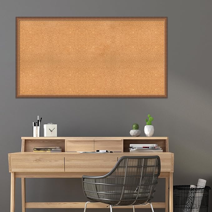 Amanti Art Natural Cork Board for Wall, 32x60 Vision Board with Bronze Frame, Oversize Corkboard Office Decor for Home Organization, Modern Corkboard Pinboard to Display Items for Home Organization