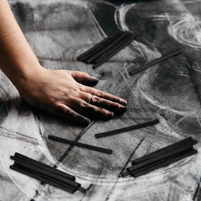 Gueevin 200 Pcs Willow Charcoal Sticks, Willow Charcoal, Artists, Beginners, Students, Perfect for Sketching, Drawing, Shading, and Fine Art (5-7mm)