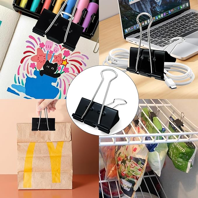 2 Inch Binder Clips(12 Pack), Extra Large Binder Clips Heavy Duty Paper Clamps for Office and Home Supplies, Black