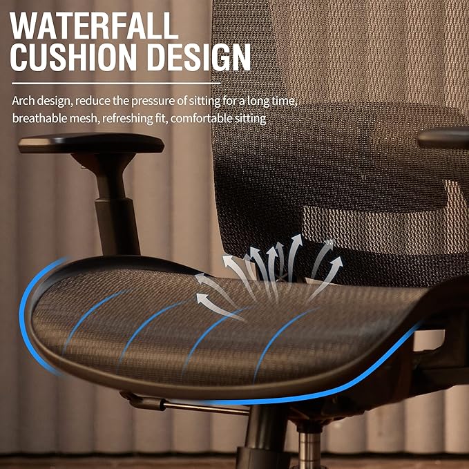 ELABEST Mesh Office Chair,Ergonomic Computer Desk Chair,Sturdy Task Chair- Adjustable Lumbar Support & Armrests,Tilt Function,Comfort Wide Seat,Swivel Home Office Chair (Black)