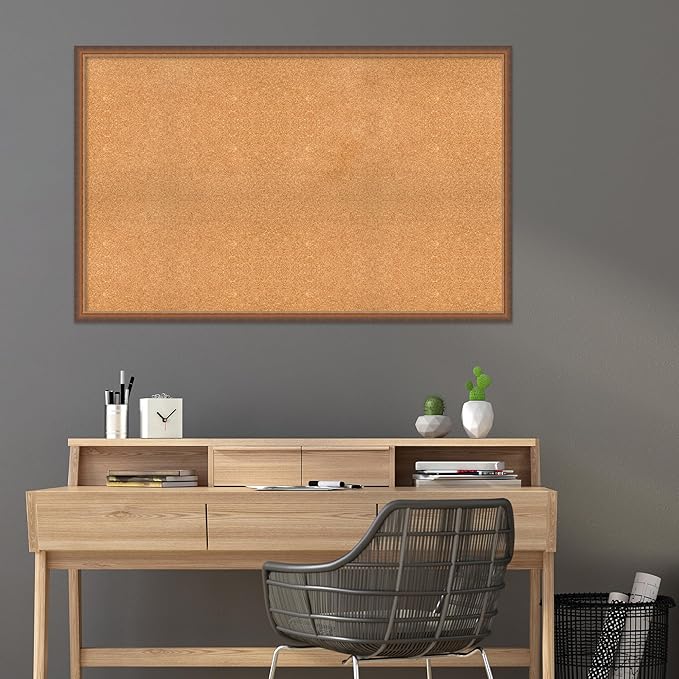 Amanti Art Natural Cork Board for Wall, 34x54 Vision Board with Bronze Frame, Oversize Corkboard Office Decor for Home Organization, Modern Corkboard Pinboard to Display Items for Home Organization