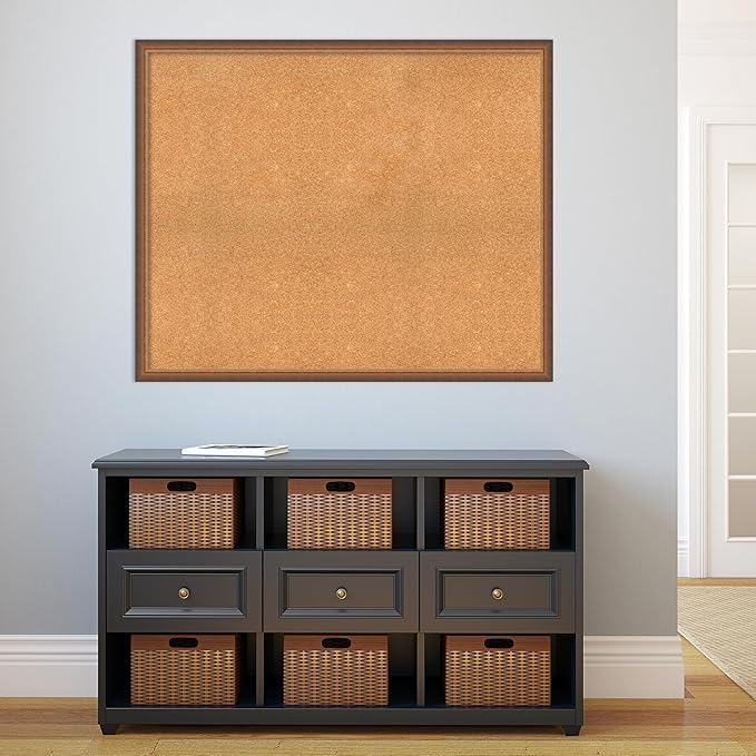 Amanti Art Natural Cork Board for Wall, 36x44 Vision Board with Bronze Frame, Oversize Corkboard Office Decor for Home Organization, Modern Corkboard Pinboard to Display Items for Home Organization