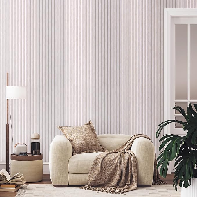 Bulletin Board, 36 x 24 inches Felt Board Decorative Pin Board, 3' x 2' Cork Board Alternative for Wall, Foldable Photo Board with 20 Pushpins - Oatmeal Stripes