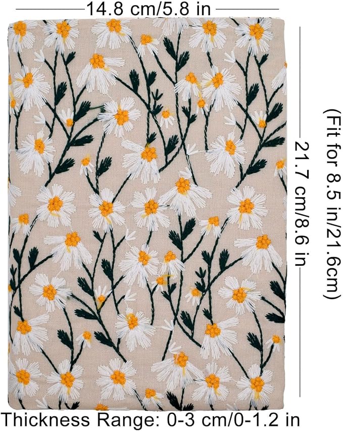 BLBMH Bible Cover for Women Embroidery Book Covers for Paperbacks Fit for 5.5x8.5 inch Book Bible Adjustable Book Sleeve Cover Soft Cloth Protector for Novels - Daisy 2 8.5in