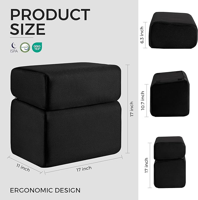 Ganondorf Foot Rest for Under Desk at Work Adjustable Foot Rest Under Desk Ergonomic Foot Stools for Under Office Desk Leg Pillow for Underdesk Footrest with Washable Cover, Mesh Black