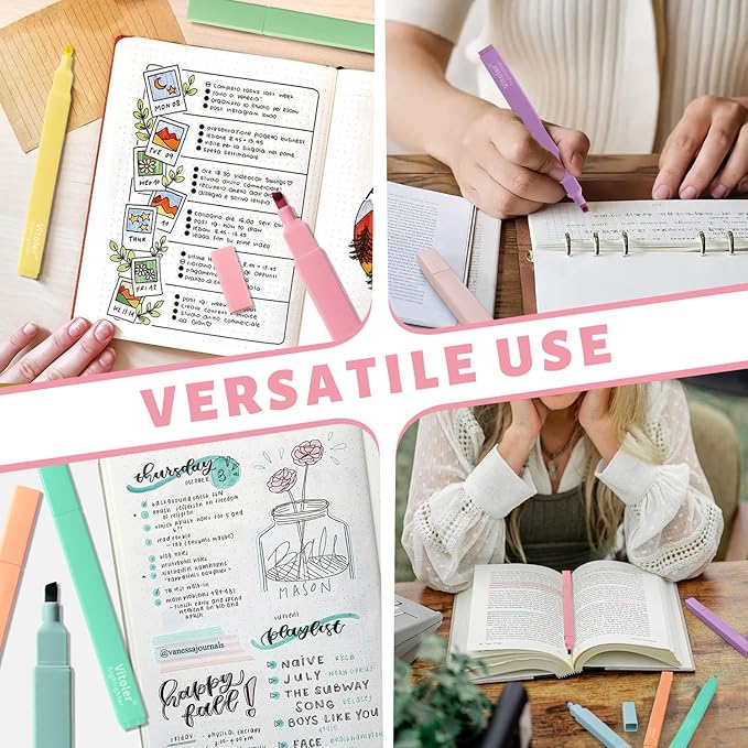 Bible Highlighters,Aesthetic Cute Highlighters Bulk,8pcs Colorful Highlighter Markers No Bleed for Office School Supplies