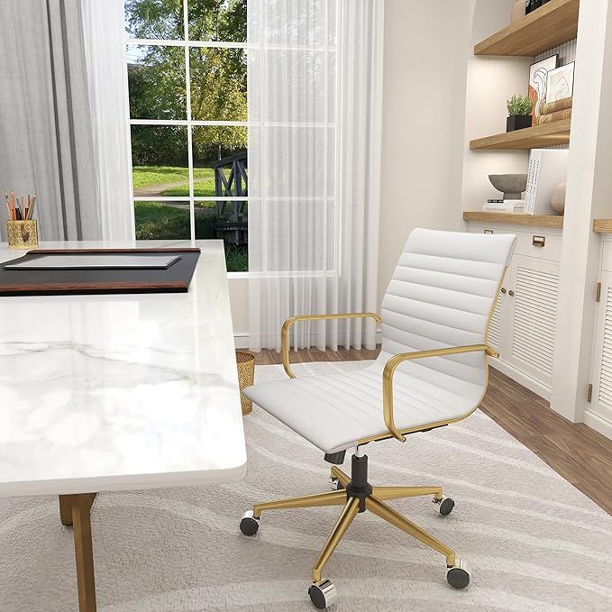 Chair, Desk Computer Chair ,with Armrests ,Ergonomic Office Chair for Home and Office, 17.32 x 22.83 x 35.43 inches, Multiple Colors (Gold White)