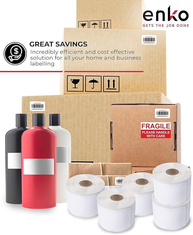 enKo (12 Rolls / 12000 Labels) 30334 Dymo Compatible Multipurpose Barcode (1-1/4" x 2-1/4")