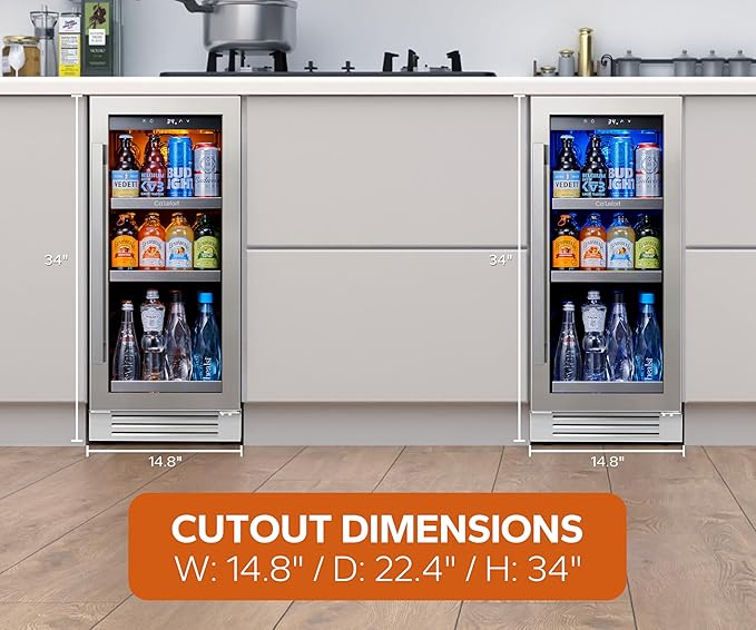 Ca'Lefort Beverage Refrigerator Cooler - 30 Inch 34-54°F Beverage Fridge Glass Door, Drink Fridge Glass Door 3 LED Beverage Cooler Built-in or Freestanding, Perfect for Home/Kitchen(6.0 Cu.ft)