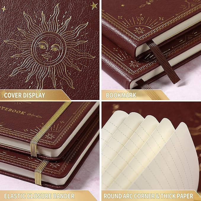 Artfan Ruled Notebook/Journal β Premium Thick Paper Faux Leather Classic Writing Notebook with Pocket + Page Dividers Gifts, Banded, Large, 144 Pages, Hard Cover, Lined (5.8 x 8.4) - Burgundy