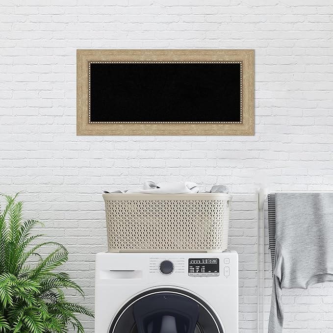 Amanti Art Black Cork Board for Wall, 17x35 Vision Board with Gold Frame, Medium Corkboard Office Decor for Home Organization, Casual Corkboard Pinboard to Display Items for Home Organization in