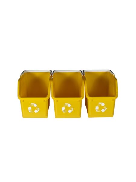 6 Gallon Stackable Recycling Bins for Homes, Garages, Offices Made of 100% Recycled Plastic - (Yellow, 3 Pack)
