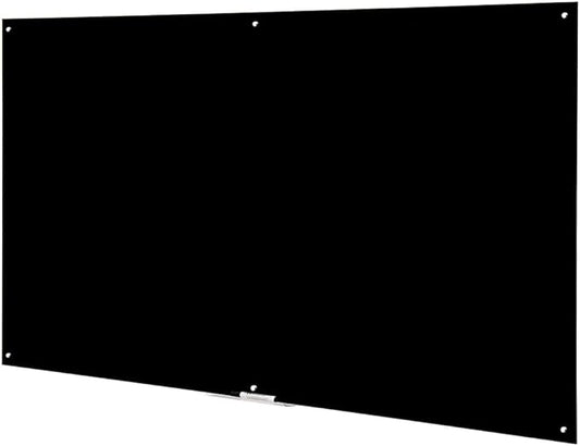 72" x 48" Black Extra Large Glass Whiteboard 6' x 4' Frameless Tempered Black Glass Dry Erase Board with Marker Tray for Interactive Office, Wall Mounted Frosted Glass Whiteboard