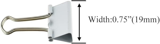 HAHIYO Binder Clips Paper Clamps Spring Steel Sturdy Small 0.75 inches Width 0.2 Inch Capacity No Sharp Edges Heavy Duty Tight Grip Reusable White Metal Bright Finish for Home Office School 30 Pack