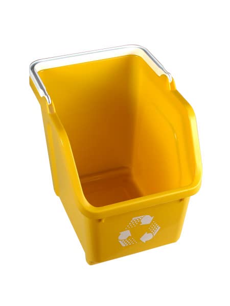 6 Gallon Stackable Recycling Bins for Homes, Garages, Offices Made of 100% Recycled Plastic - (Yellow, 1 Pack)