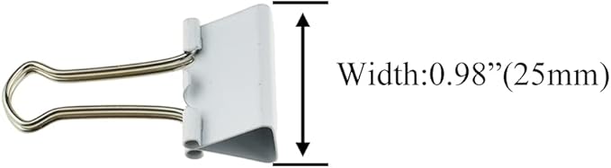 HAHIYO Binder Clips Paper Clamps Spring Steel Sturdy 0.98 inches Width 0.31 Inch Capacity No Sharp Edges Heavy Duty Tight Grip Reusable White Metal Bright Finish for Home Office School 25 Pack