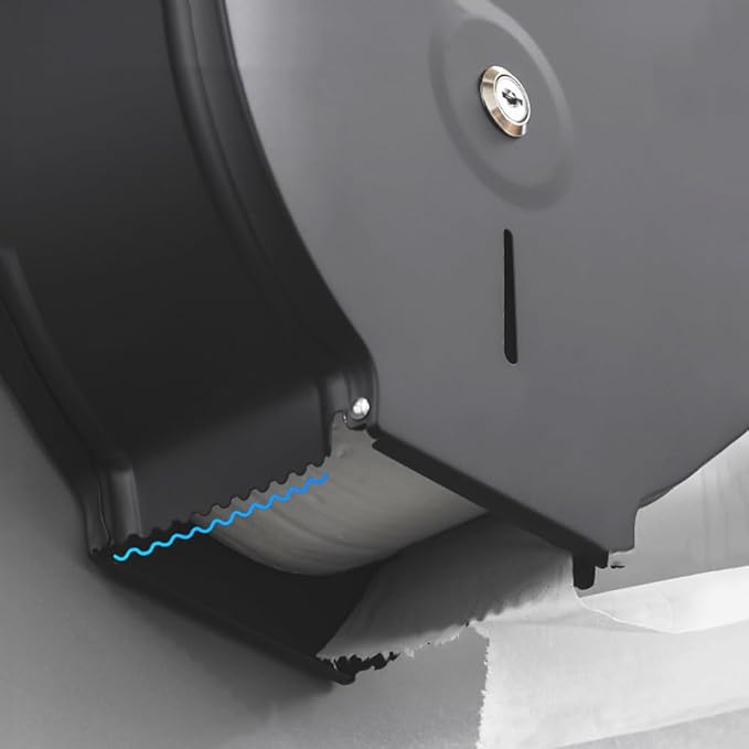 Black Stainless Steel Paper Towel Dispenser Wall Mount, TOBEFORT Commercial Jumbo Toilet Paper Dispenser, 9 Inch Roll with 2.5 Core, Toilet Paper Holder Bath Tissue Dispenser with Lock Key