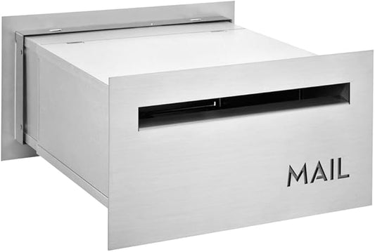 Brick-in Chute Through The Wall Stainless Steel Mailbox - Modern Architectural Locking Design - 8.75" H x 15.75" W - Enhance Your Home with The Melton from Bailey Boxes