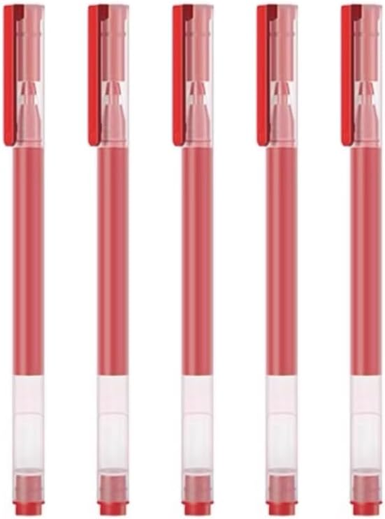 Gel Ink Pens, 0.5mm Fine Point Quick Dry Smooth Writing Pens High-End Series for Office School Supplies,Pack of 5,Red
