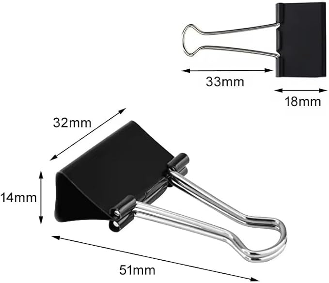 100 Pack Medium Binder Clips, Standard 32mm/1.25 in Binder, Durable Medium Black Binder Clips Bulk, Office Binder Supplies, Paper Binders, Metal Binders for Filing, Office, School, Home
