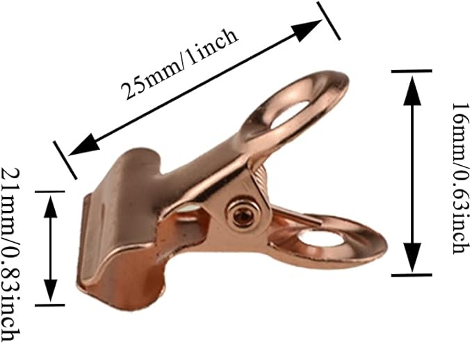 HAHIYO 0.87inch Rose Gold Bulldog Clips Metal File Hinge Binder Clips Clamps Save Space Strong Spring Jaws Rock Solid Grip Book Lay Flat Deburred Edge for Hang Photos Wall Grid Dog Food 30PCS