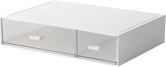Desk Organizer-Stackable Storage Drawers, Desk Drawer Organizer Perfect For Collection Small Item/Cosmetic Office Supplies - 2 drawers (White)